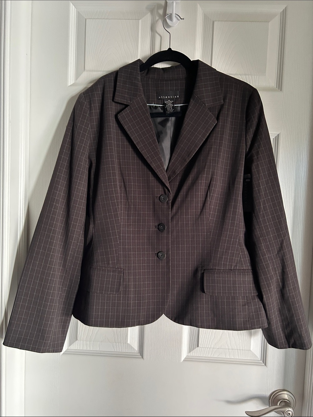 Black Pinstriped Plaid Dress Jacket